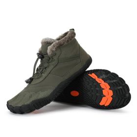 Winter Outdoors Sports Cycling Fleece-lined Thickened Non-slip Waterproof Hiking Shoes (Option: Army Green-39)